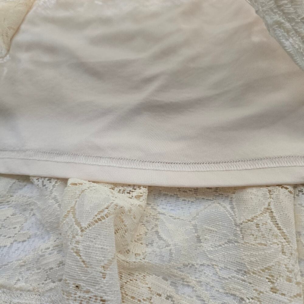 A'reve Cream Crochet Lace Bohemian Cottagecore Peasant Tiered Dress Fairy Core L - Picture 13 of 16